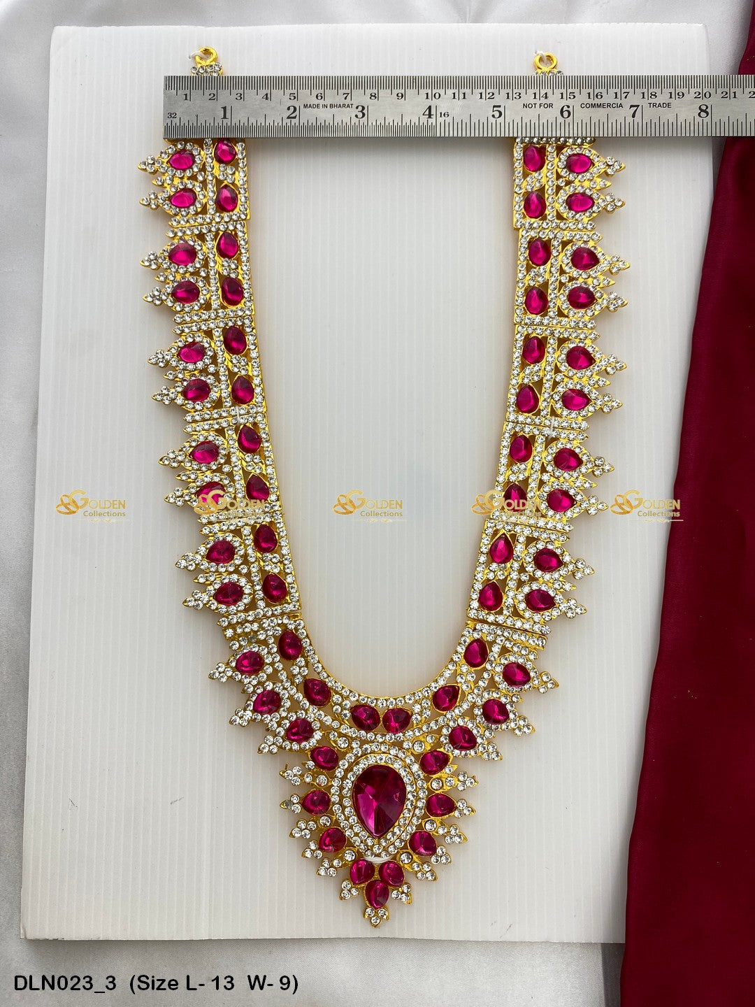 Amman Devotional Long Necklace Goldencollections Size: 14 X 9, Color: Pink, Style: 1 Step Image 6