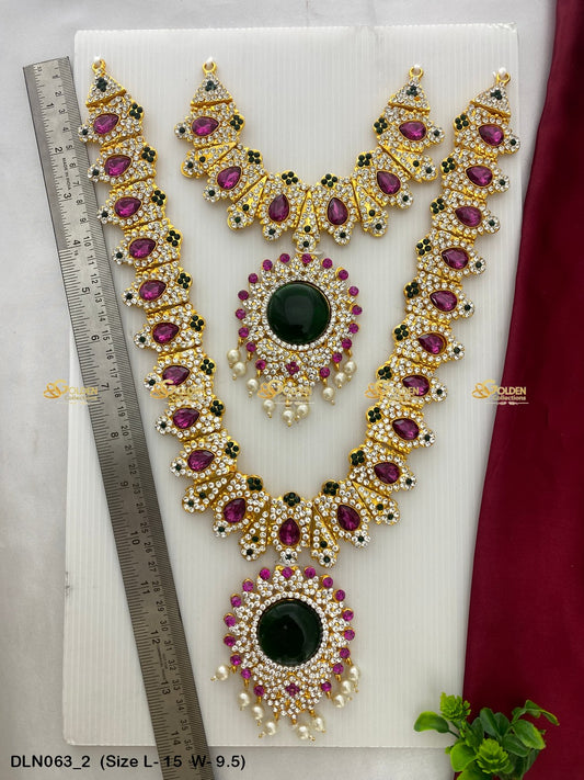 Amman Long Haram Deity Decorative Long Necklace Size: 15 X 9.5, Color: Multi, Style: 2 Step Image 2