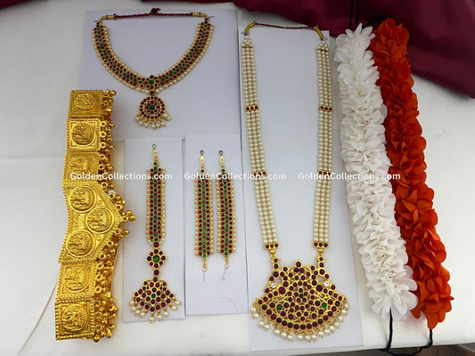 Traditional Kemp stone necklace and earrings set for Bharatanatyam