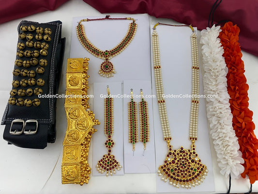 Traditional Bharatanatyam jewelry set with Kemp stones