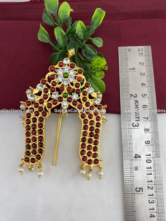 Kemp Stone Hair Choti Crown Rakodi For Bharatanatyam And Kuchipudi Dance Bha004