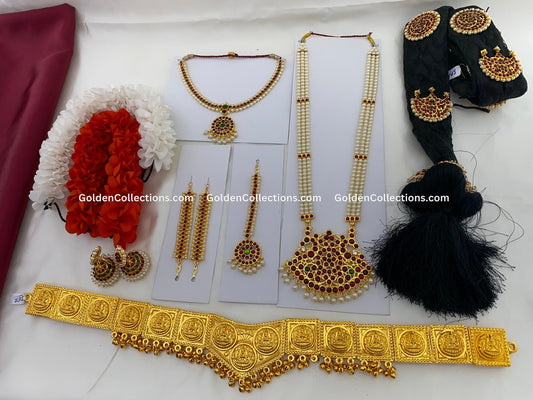 Complete cultural heritage jewelry set for Bharatanatyam dance