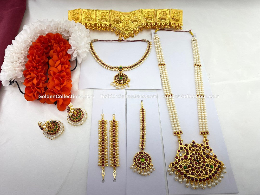 Full Arangetram jewelry set with Maang Tikka and Nethi Chutti for Kuchipudi