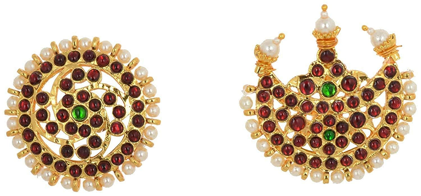 Traditional Bharatanatyam Temple Jewellery Hair Accessories Sun Moon, Surya Chandra