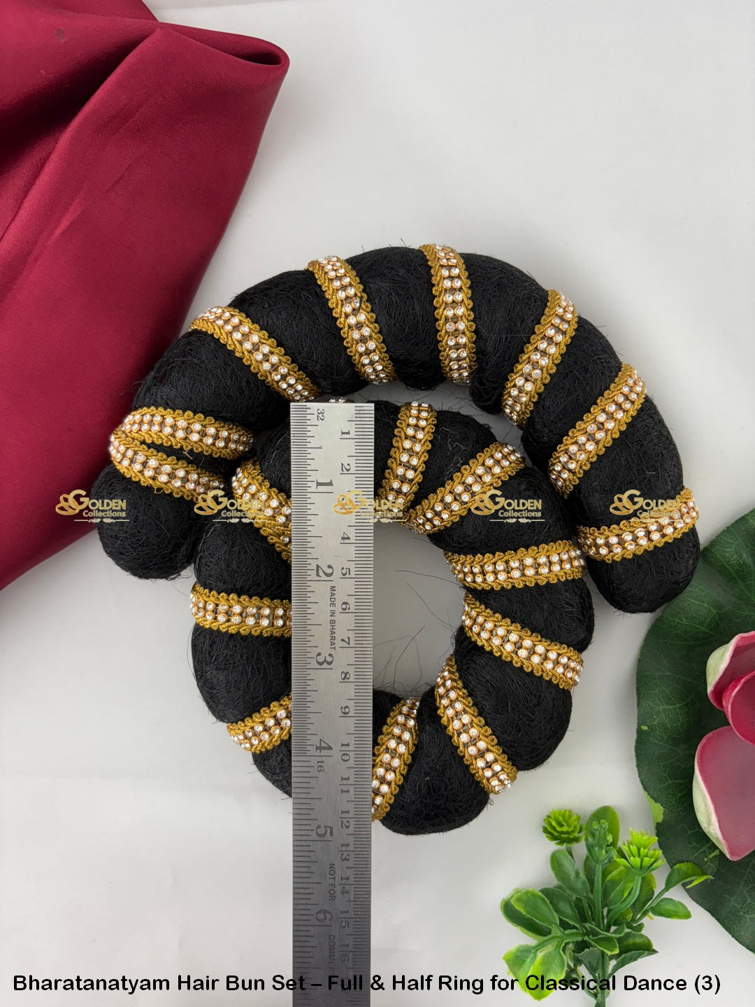 Bharatanatyam Hair Bun Set – Full & Half Ring for Classical Dance GoldenCollections