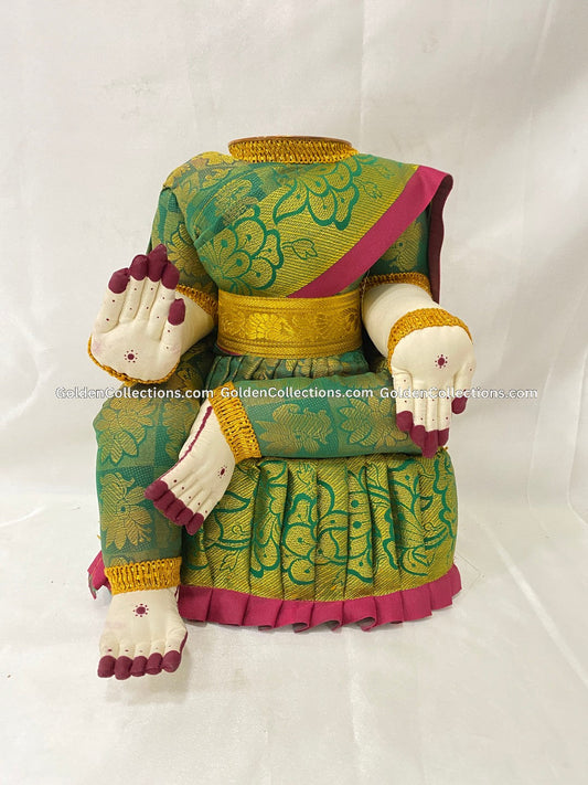 Charming Varalakshmi Doll - Classic Green Saree Idol