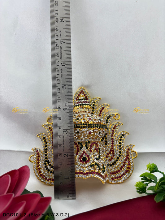 Divine Crown Mukut For Goddess Goldencollections Size: 5 X 3 X 2, Color: Multi, Style: Jwala Image 2