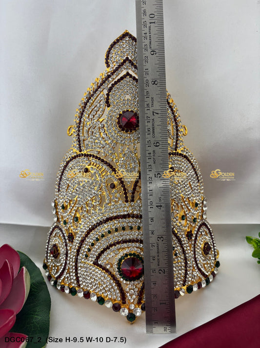 Elegant Crown Mukut For Deity Goldencollections Size: 9.5 X 10 X 7.5, Color: Multi, Style: Half Round Image 2
