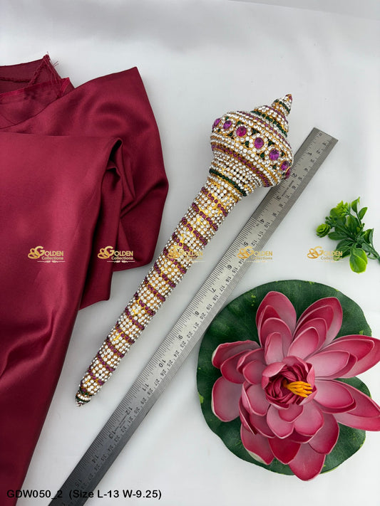 Hanuman Gada Mace Weapon with Stone Work GDW-050 Weapons deity alankaram image 2