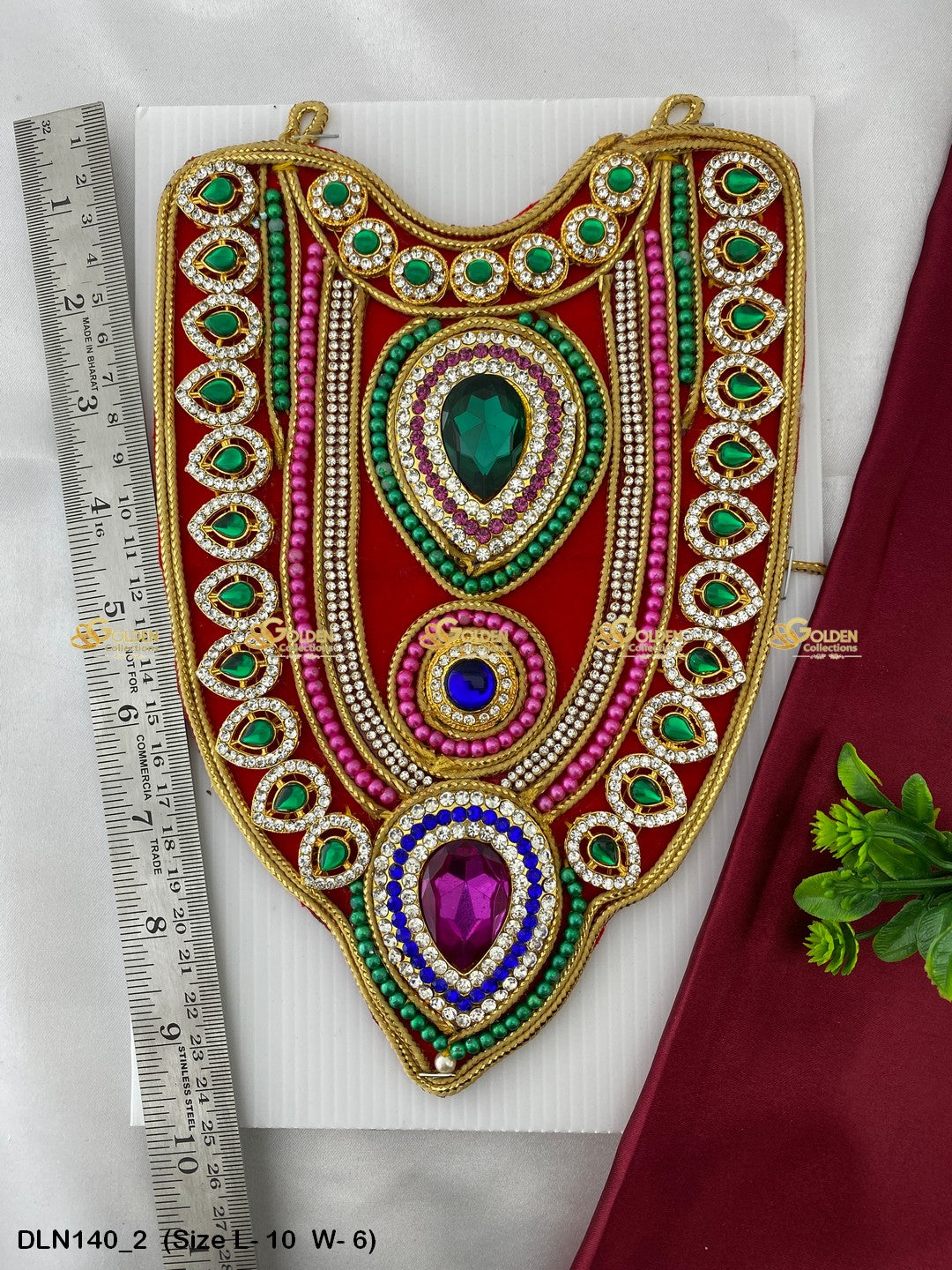 Hindu God Jewellery Amman Stone Necklace For Deity Size: 10 X 4, Color: Multi, Style: Chest Image 2
