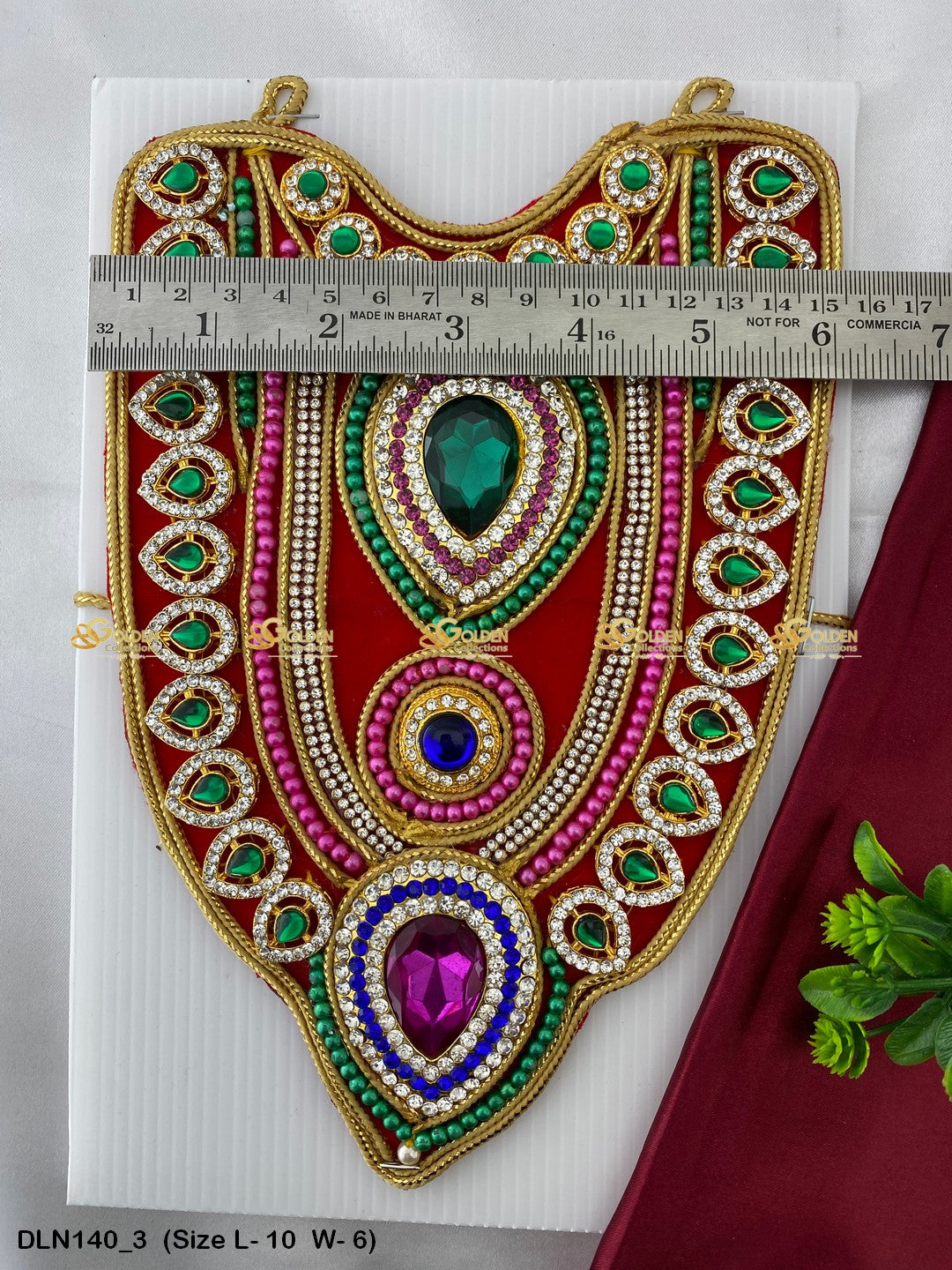Hindu God Jewellery Amman Stone Necklace For Deity Size: 10 X 4, Color: Multi, Style: Chest Image 3