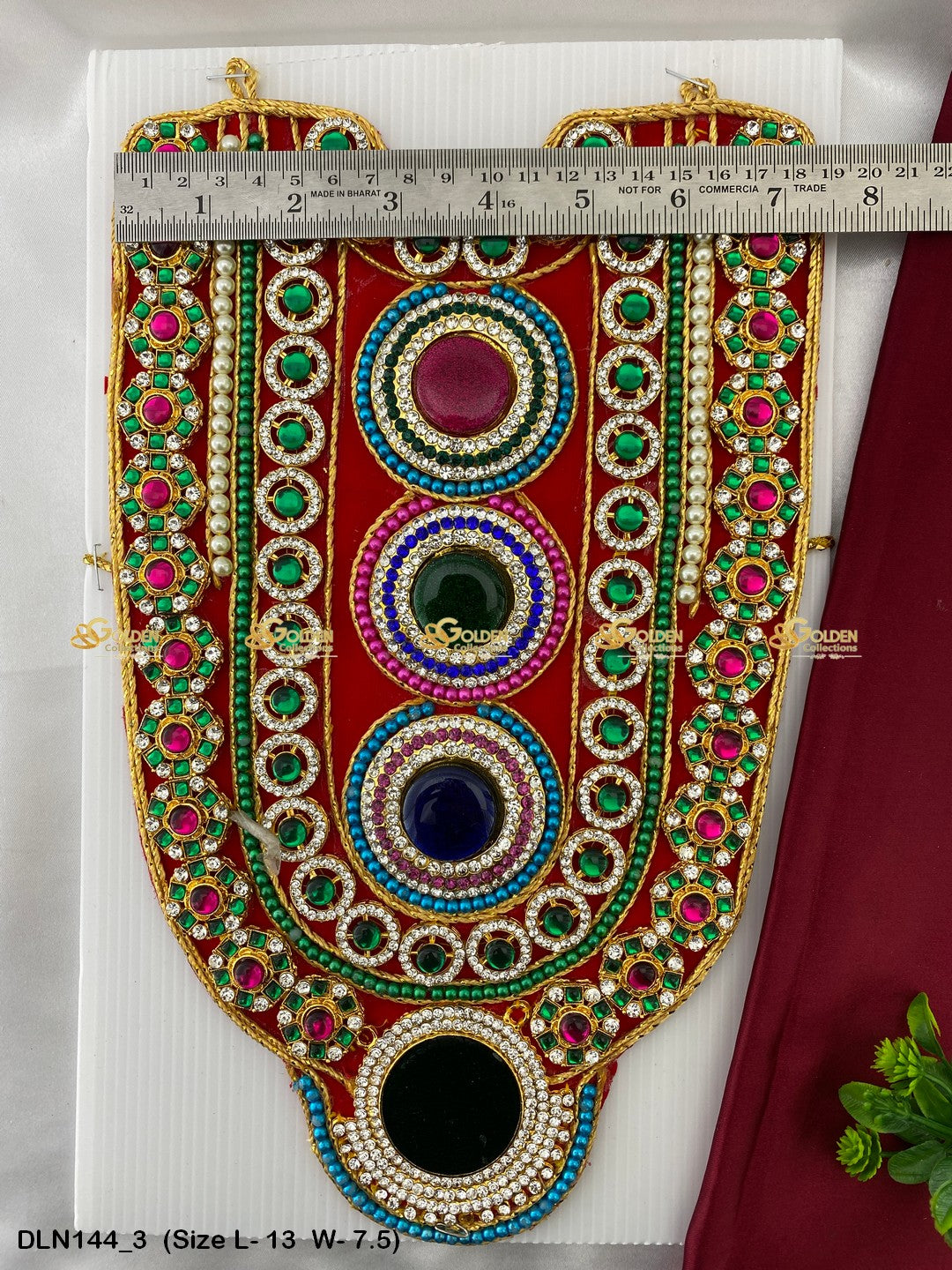 Indian Deity Jewelry Temple Deity Long Necklace Size: 13 X 6, Color: Green, Style: Chest Image 3