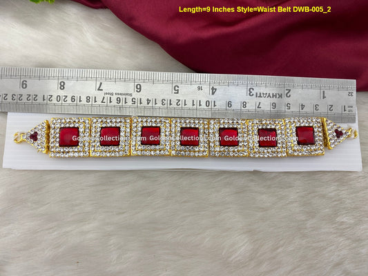 Deity Vaddanam Waist Belt for Varalakshmi / Goddess Idol with Stone Work DWB-005 deity vaddanam waist belt measurement photo showing visible belt length reference