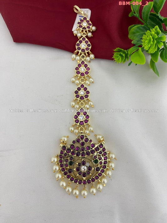 Real Kempu Mang Tikka For Bharatanatyam Goldencollections Color: Kemp Style: Maang Tikka Image 2