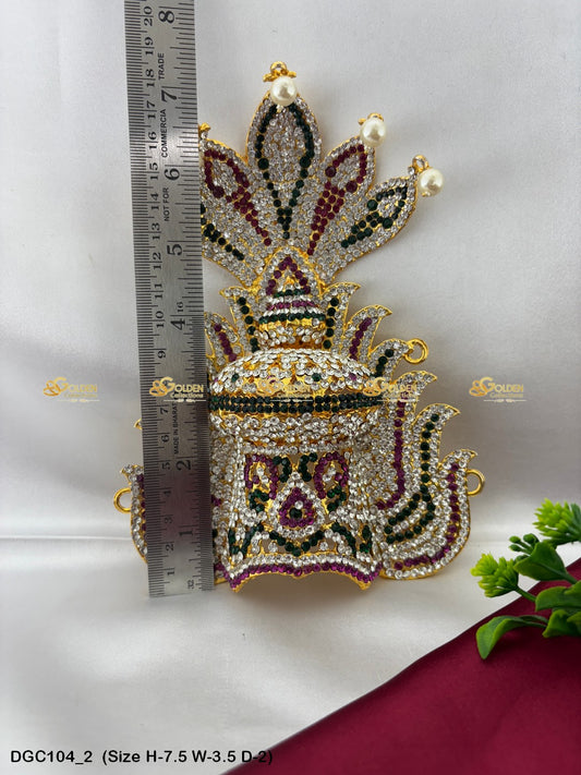 Regal Crown For Hindu Goddess Goldencollections Size: 8 X 3 X 2, Color: Multi, Style: Jwala & Snake Image 2