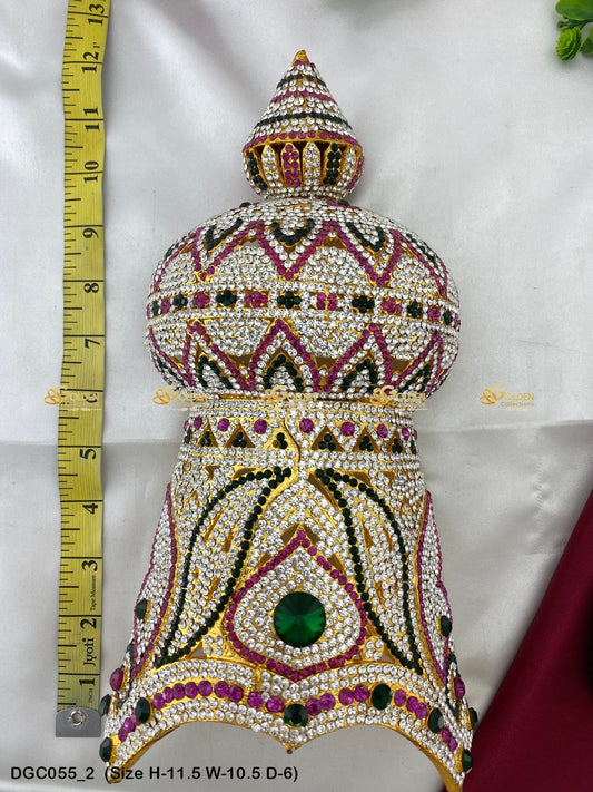 Royal Crown For Hindu Deity Goldencollections Size: 11.5 X 10.5 X 6, Color: Multi, Style: Half Round Image 2