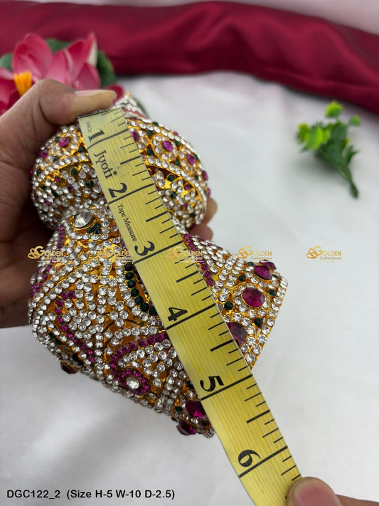 Sacred Alangaram For Goddess Crown Goldencollections Size: 5 X 10 X 2.5, Color: Multi Red, Style: Round Andalu Image 2