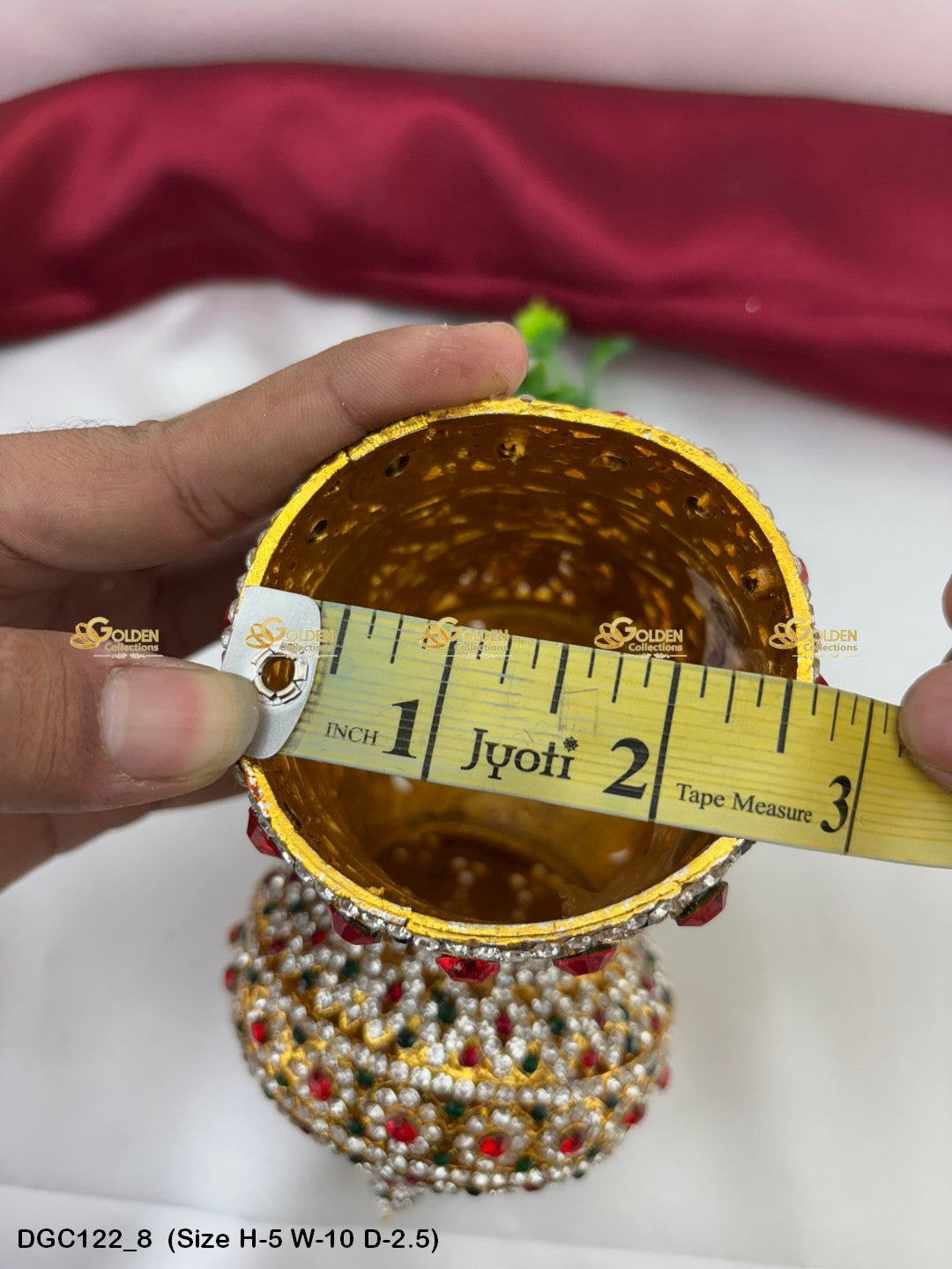 Sacred Alangaram For Goddess Crown Goldencollections Size: 5 X 10 X 2.5, Color: Multi Pink, Style: Round Andalu Image 8