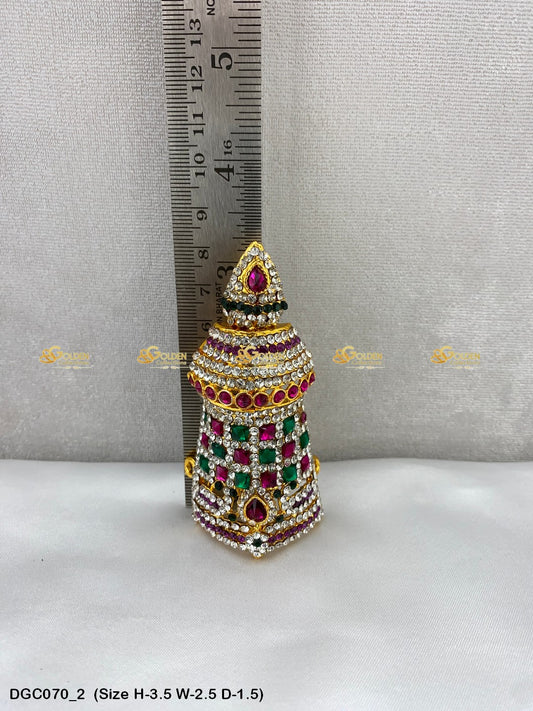 Sacred Mukut For God Goddess Goldencollections Size: 3.5 X 2.5 X 1.5, Color: Multi, Style: Half Round Image 2