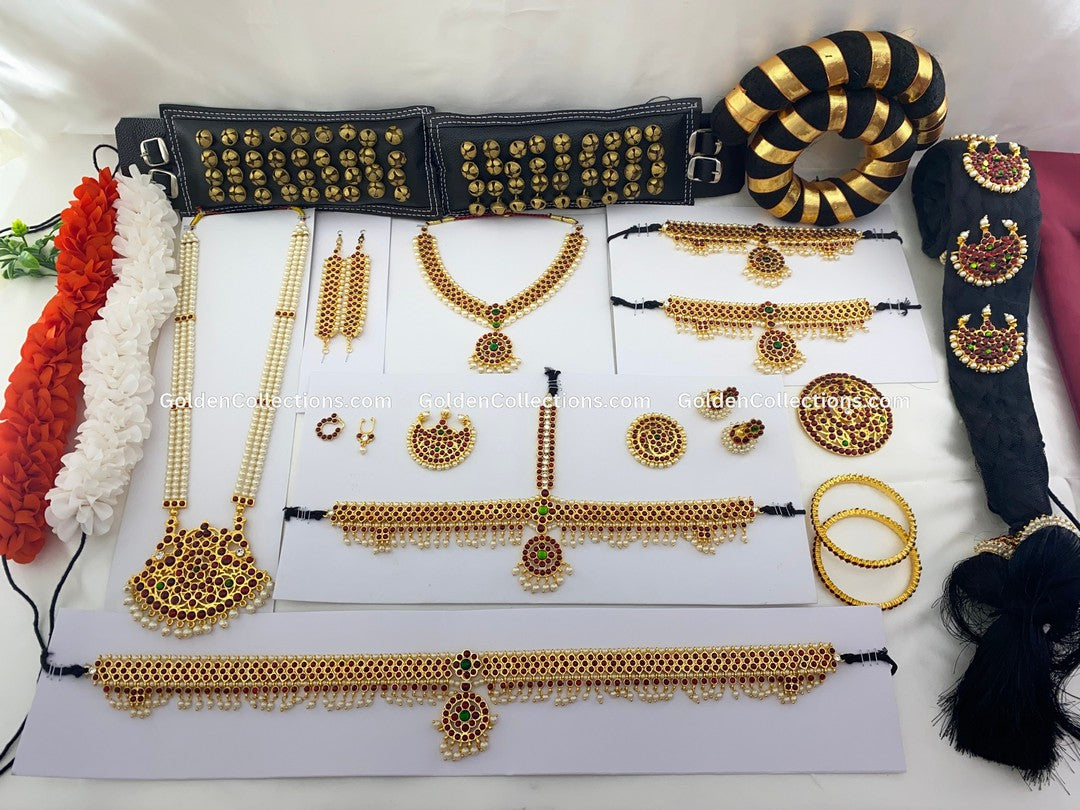 Traditional Bharatanatyam Dance Jewelry Set Kemp Temple Designs