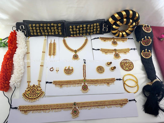 "Traditional temple jewelry Nethi Chutti headpiece for classical dance"