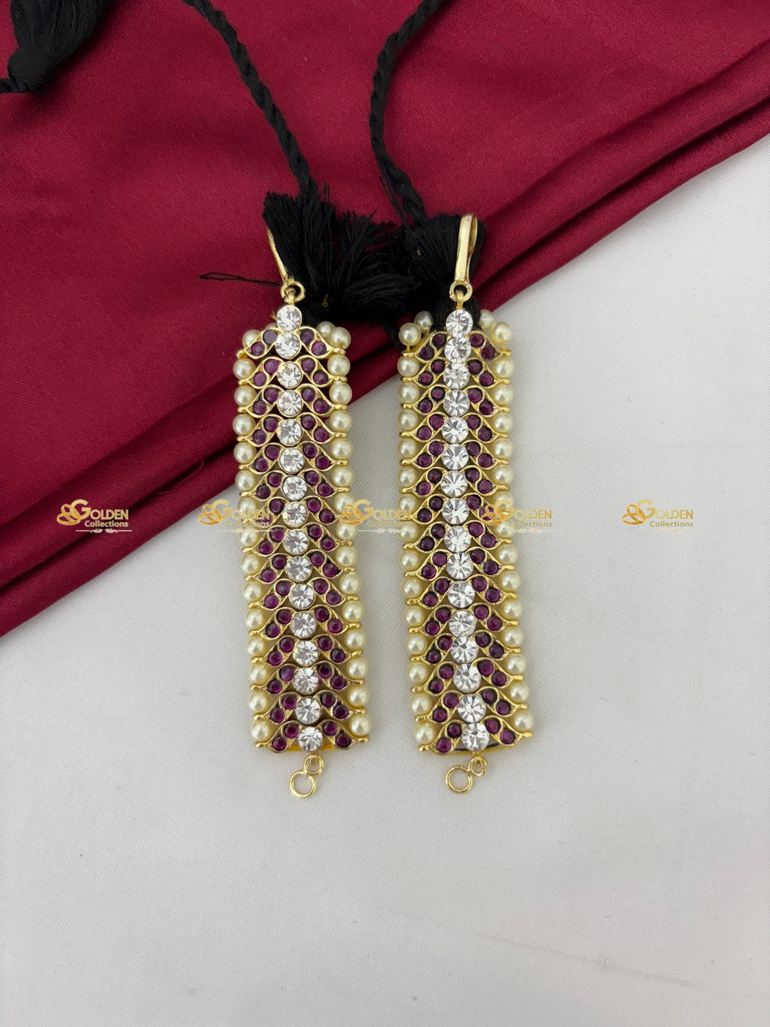 Traditional Kemp Stone Temple Jewellery Ear Chain, Bharatanatyam Ear Accessory Kemp Mattal