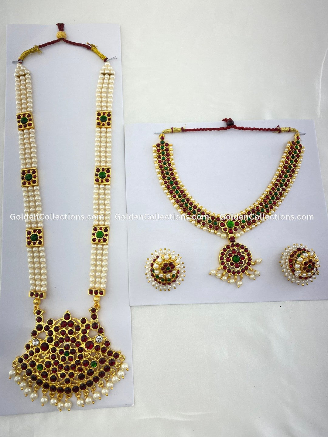 Traditional Kempu Pearls Bharatanatyam Necklace Bln025
