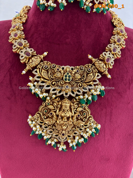 Antique Nakshi Green Beads Necklace : Crystal Costume Necklace GoldenCollections 2