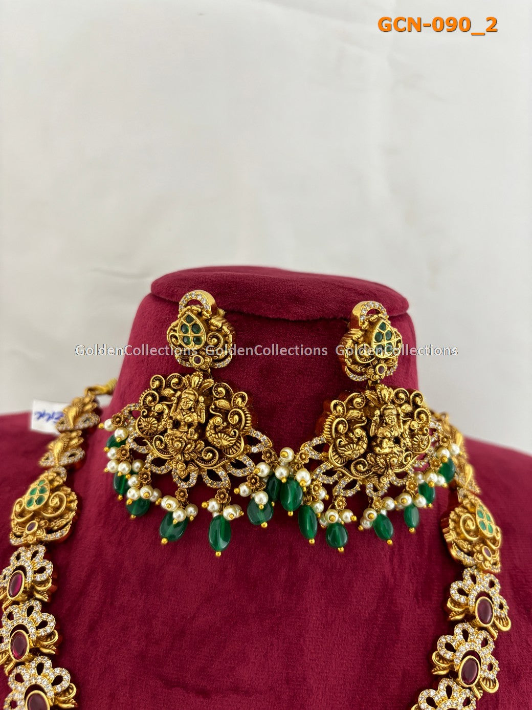 Antique Nakshi Green Beads Necklace : Crystal Costume Necklace GoldenCollections 3