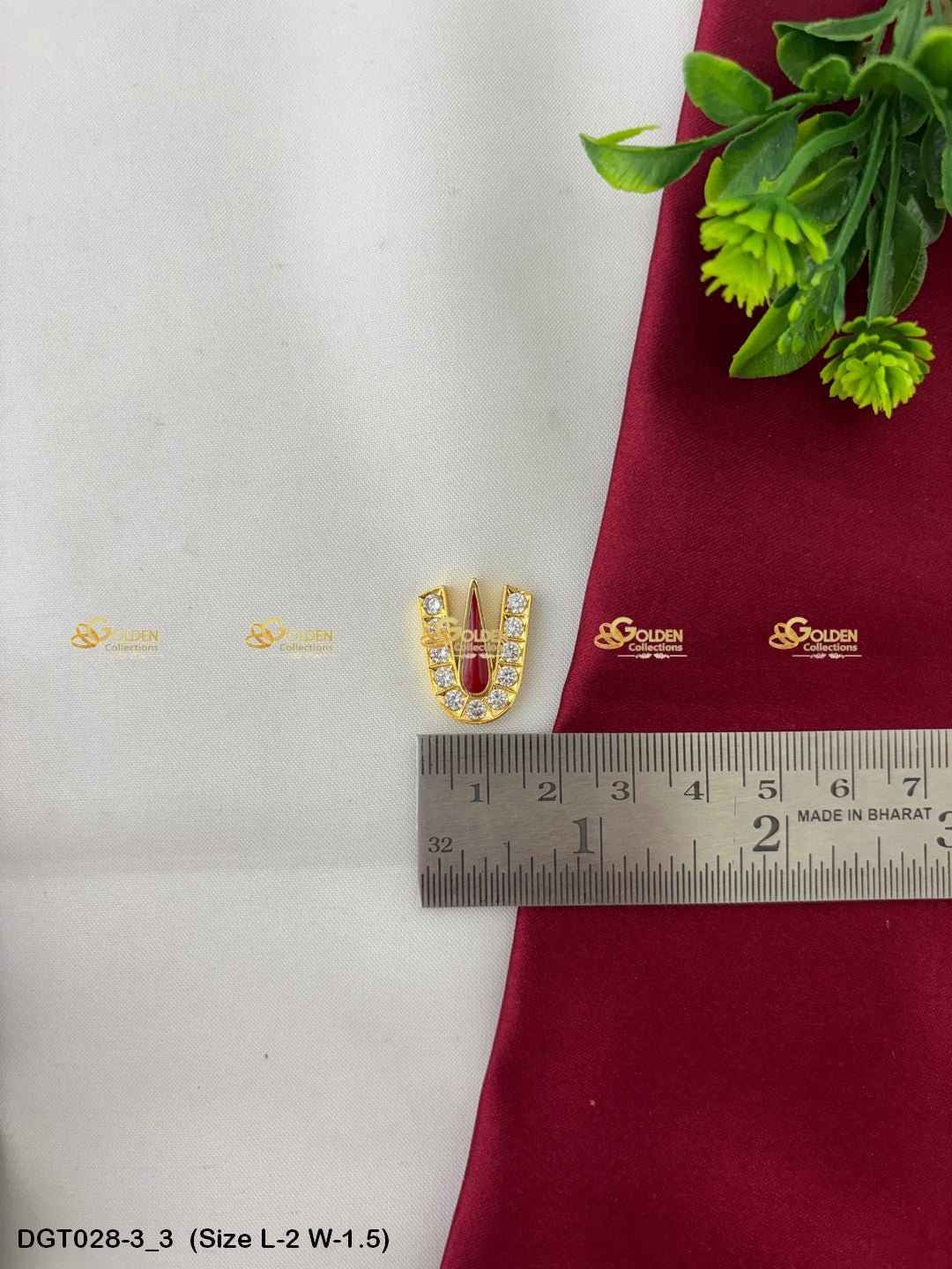 Balaji Forehead Tilak With Cz Stones Namam For Lord Venkateshwara Size: 2 x 1.5, Color: Multi, Style: Balaji Namam Image 3