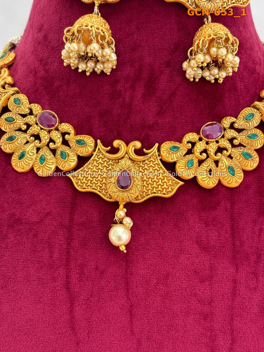 Best Friend Necklaces : Short Necklace Designs 1 Gram Gold GoldenCollections 2