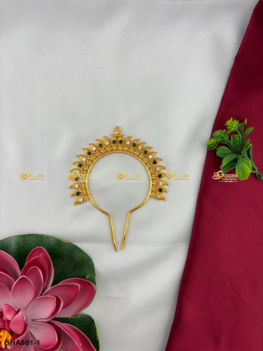 Bharatanatyam Arch Traditional Hair Accessory For Dancers Color: Green and White, Style: Bharatanatyam Arch Image 1