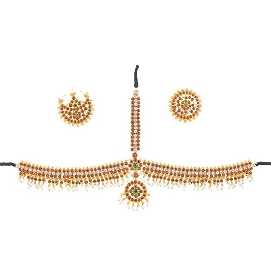 Intricate Bharatanatyam Headset Golden Collections