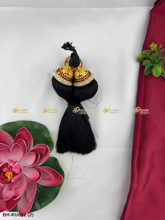 Bharatanatyam Jada Kucchulu Authentic Hair Jewelry Size: One Size, Color: Black, Style: Jada Kuppulu Image 2