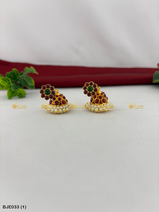 Bharatanatyam Jhumka Earrings Traditional Dance Jewelry Color: Multi, Style: Bharatanatyam Earrings Image 1