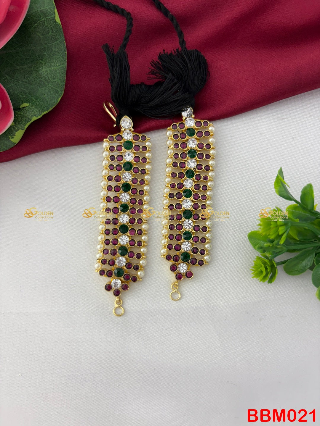 Bharatanatyam Kemp Mattal (Ear Chain) – Traditional Temple Jewellery for Arangetram & Brides BBM021