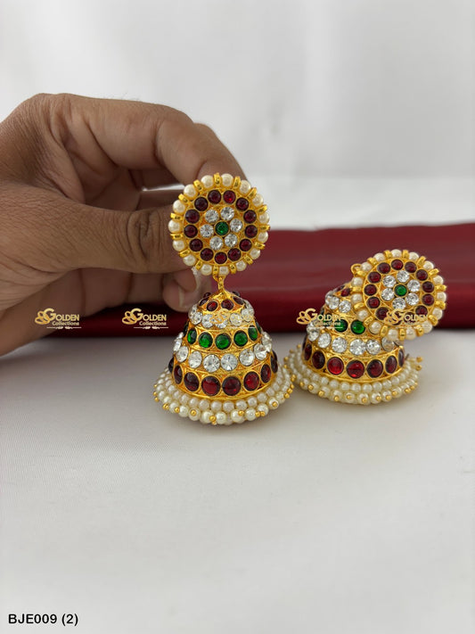 Bharatanatyam Kempu Earrings Goldencollections Color: Multi, Style: Bharatanatyam Earrings Image 1