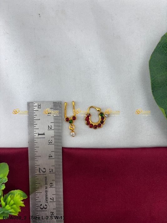 Bharatanatyam Kempu Nath Bulaki Nosering Size: 2.5 X 1, Color: Multi, Style: Image 2