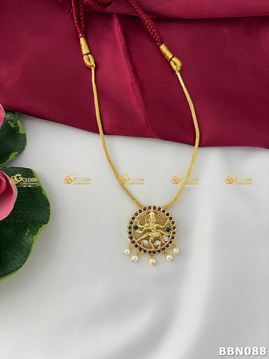 Bharatanatyam Nataraja Pendant Short Necklace | Kemp Temple Jewellery Addigai