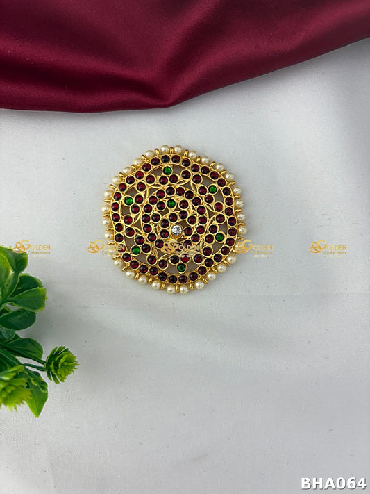 Bharatanatyam Rakodi with Pearl Border | Spiral Kemp Temple Jewellery Bun Accessory BHA064