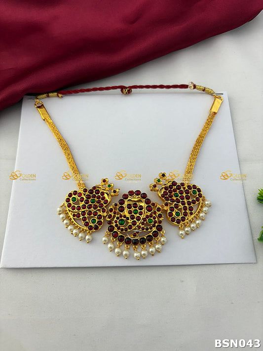 Bharatanatyam Short Necklace – Kemp Snake Temple Jewellery Goldencollections