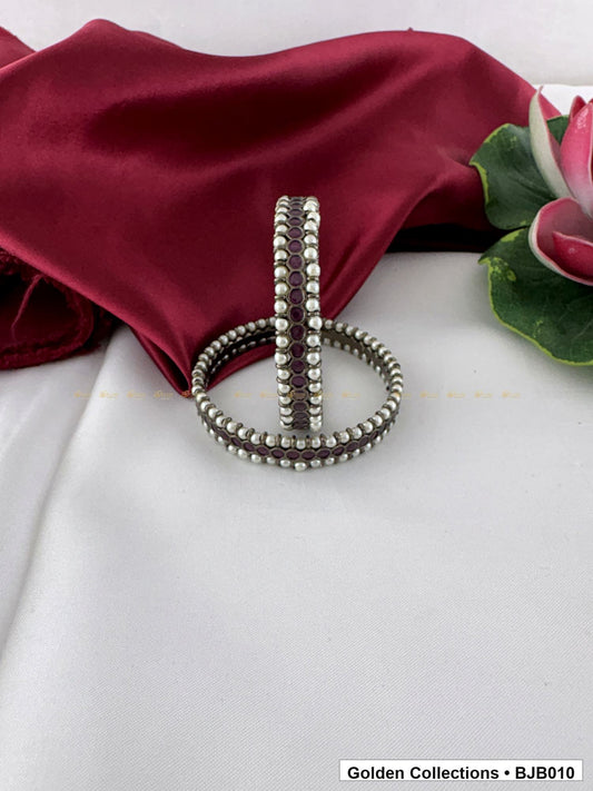 Front view of Black Kemp Bangles for Bharatanatyam and Kuchipudi Dance from Golden Collections