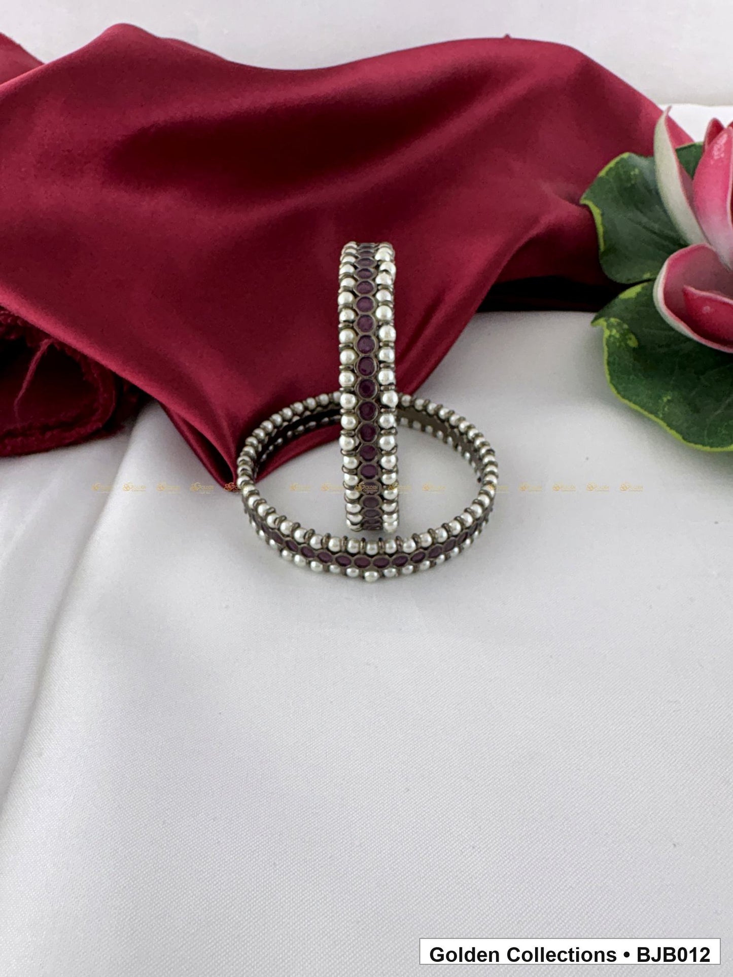 Front view of Black Kemp Bangles for Bharatanatyam and Kuchipudi Dance from Golden Collections