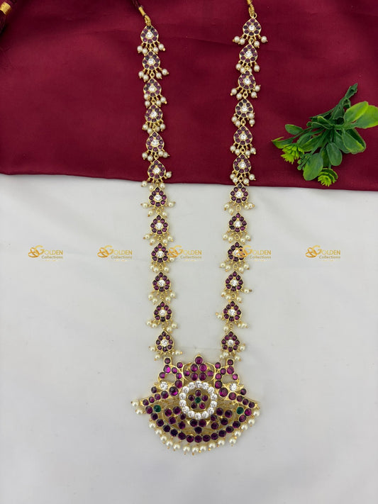 Brass Kemp Long Necklace For Bharatanatyam Premium Dance Jewelry Color: Kemp Style: Kemp Short Necklace Image 2