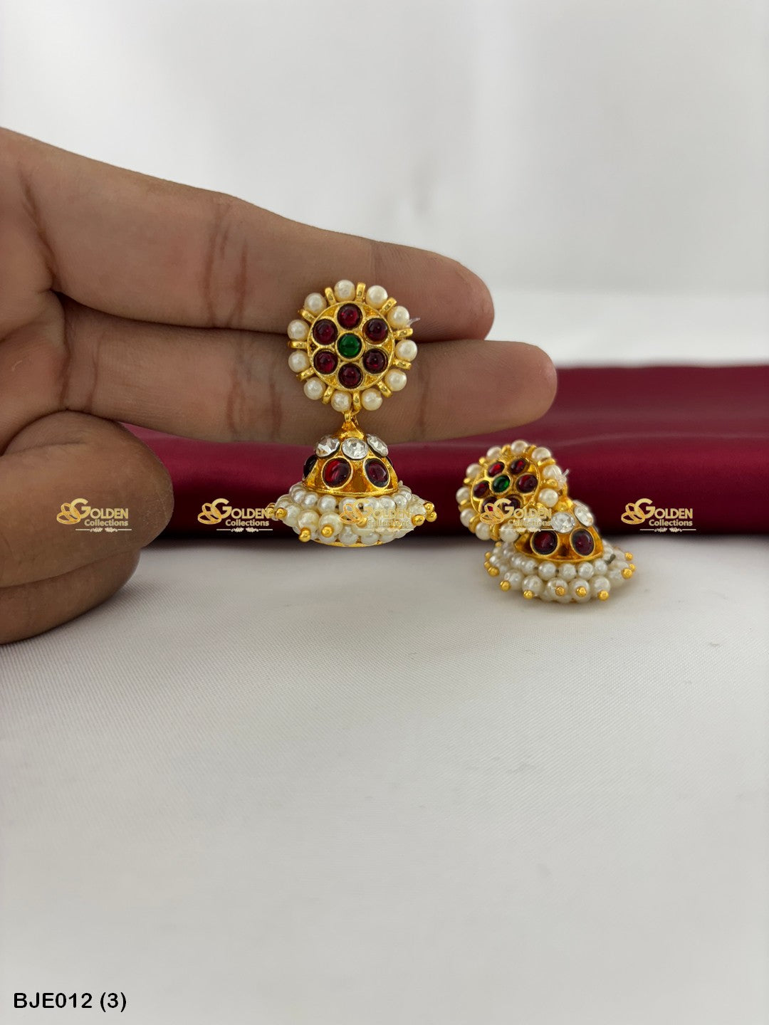 Classical Kempu Earrings Goldencollections Color: Multi, Style: Bharatanatyam Earrings Image 2