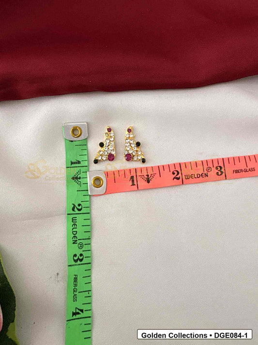 Measurement photo showing 2 Cms curved karna pathakam deity earrings for idol alankaram for deity idol alankaram