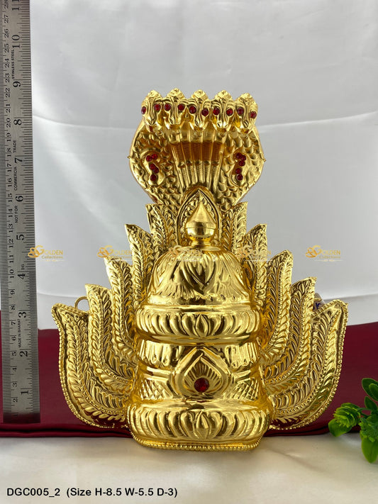Deity Crown Mukut Sacred Adornments Goldencollections Size: 8.5 X 5.5 X 3, Color: Gold, Style: Jwala & Snake Image 2