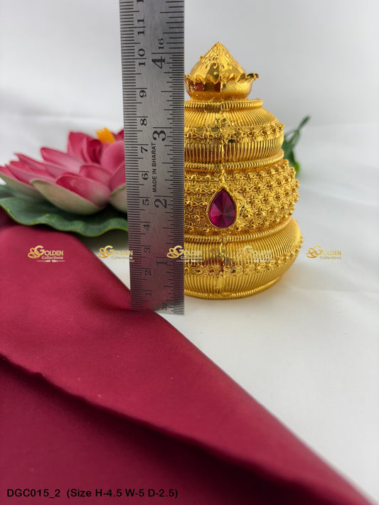 Deity Gold Plated Crown Mukut Goldencollections Size: 4.5 X 5 X 2.5, Color: Gold, Style: Half Round Image 2