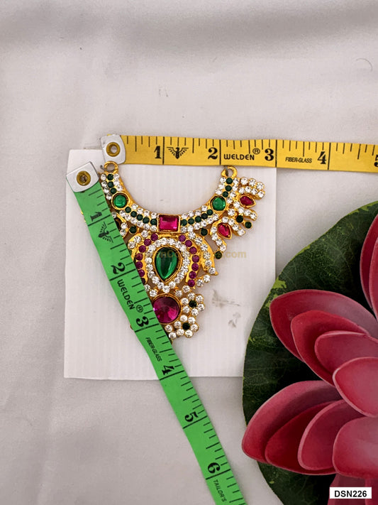 Measurement photo showing 3 x 2 Inches deity short haram with measuring tape for idol alankaram