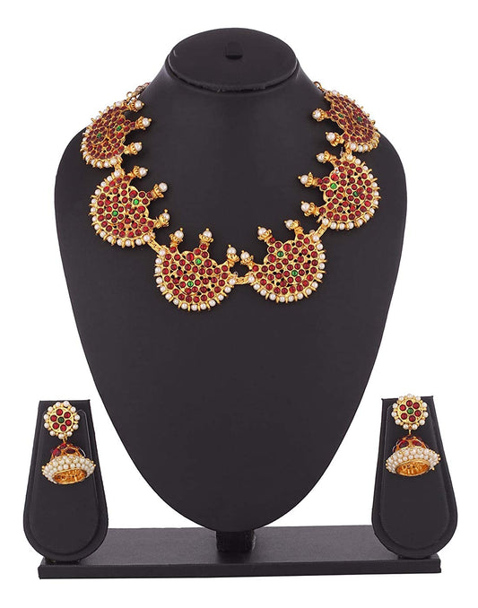Divine Bharatanatyam Temple Dance Short Necklace Golden Collections